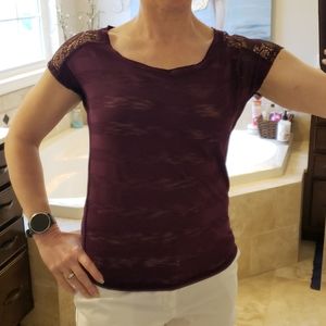 Lace sleeve, striped top